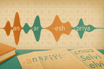 தமிழ் ஒலி வடிவங்கள்: -an, -ar, -esh, -priya, -selvi
