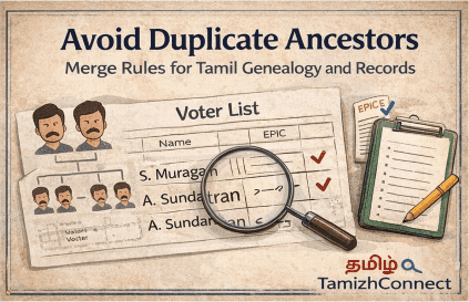 Avoid Duplicate Ancestors in Tamil Genealogy: Complete Guide to Safe Merge Rules & Evidence Grading